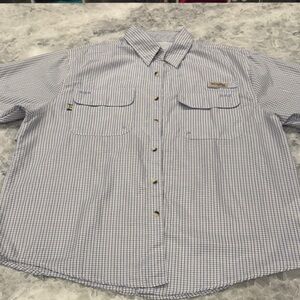 Columbia Men's Short-Sleeve Button-Down Shirt - Light Blue and White Check